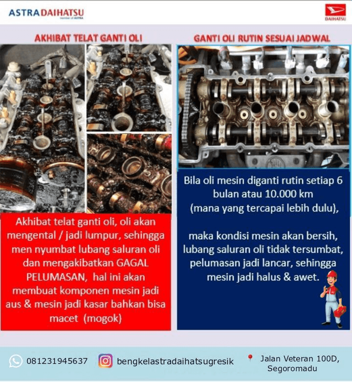 Ganti oli rutin setiap 10.000 km